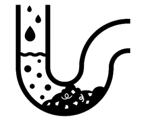 illustration of a pipe clogged by debris